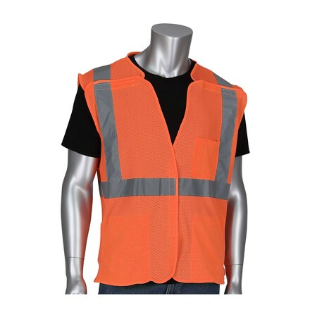 Pip ANSI Type R Class 2 Three Pocket Mesh Breakaway Vest 302-5PMVOR-XL